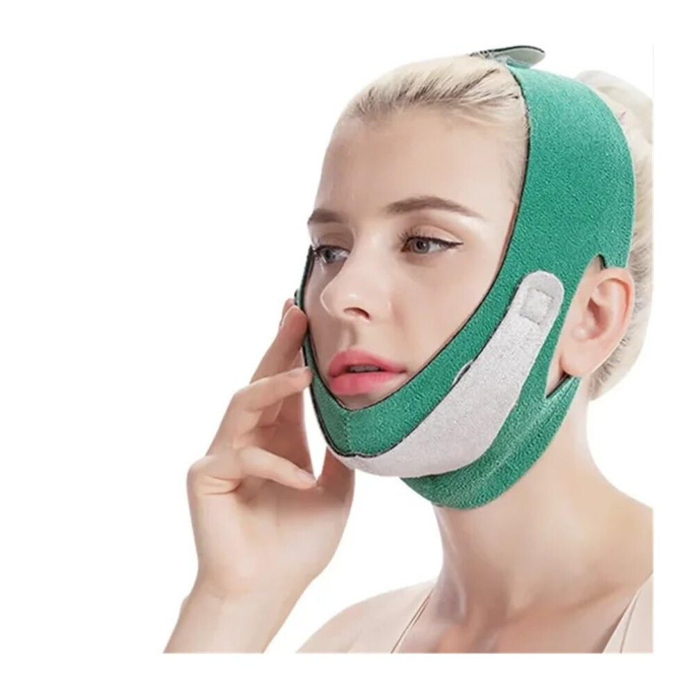 Green Breathable V Face Band Cheek Lift Mask For Double Chin Reduction, Anti-Wrinkle Face Bandage, Color