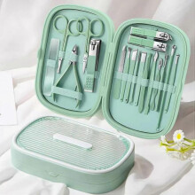 (Green) Manicure Set, 18 in 1 Nail Clippers and Portable Beauty Tool Set with storage box, Stainless Steel Manicure Pedicure Set