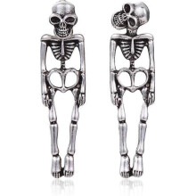 (2pcs) Skeleton Earrings for Women Men Silver Long Drop Fun Charms Western Men's Earrings Goth Fun Vintage Anime Punk Halloween Gothic Jewelry