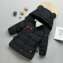 (Black, 2-3 Years) Kids Boys Girls Hooded Coat Winter Warm Padded Jacket Outercoat Parka Baby Coats