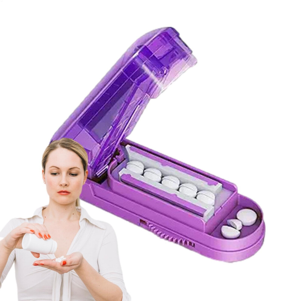 Purple Pill Cutter Tablet Cutter Medicine Splitter Accurate Stainless Steel Pill Splitter For Small Pills Color