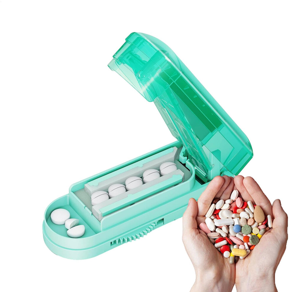 Multiple Pill Cutter Portable Pill Splitter Adjustable Stainless Steel Cutter for Small Pills Green Design