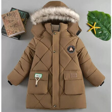 (Jk656-Brown, 5(Size 120)) Children Winter School Thick Fur Fleece Warm Outerwear Coat Jacket Boys Girls