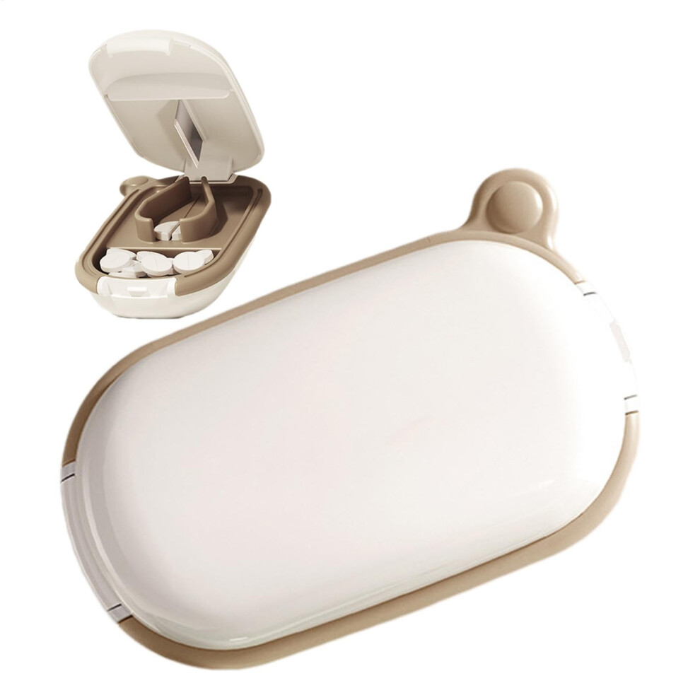 Yellow Pill Cutter For Small Or Large Pills, Portable Tablet Divider With Dispenser, Travel Medicine Cutter