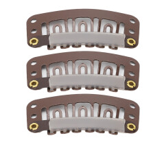 Dark Brown 100pcs 3.2cm U Shape Hair Clips 6 Teeth Wig Extension Snap Clamps