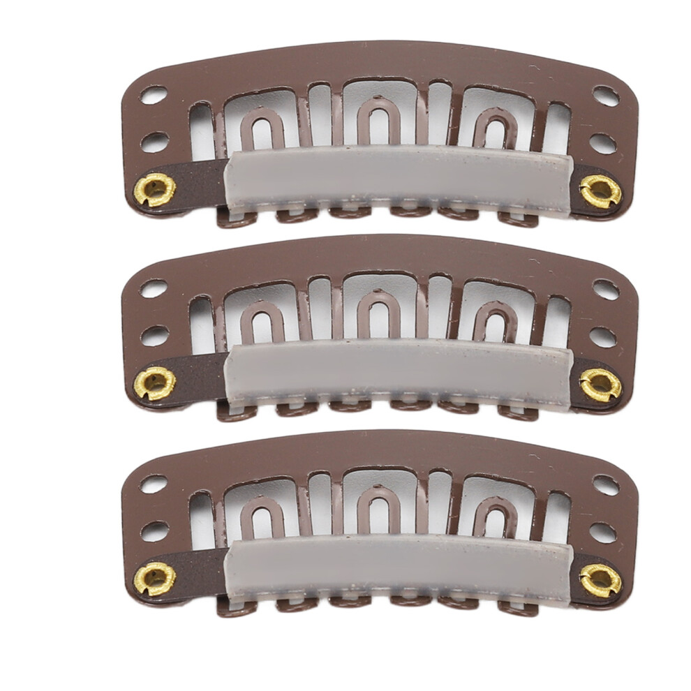 Dark Brown 100pcs 3.2cm U Shape Hair Clips 6 Teeth Wig Extension Snap Clamps