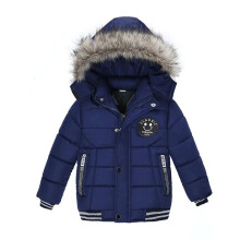 (5-6 Years, Blue) Baby Children Boys Fur Winter School Thick Fleece Warm Outerwear Coat Jacket