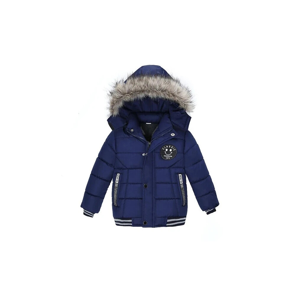(5-6 Years, Blue) Baby Children Boys Fur Winter School Thick Fleece Warm Outerwear Coat Jacket-image-OPC-PJHMWPD-NEW