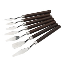 Stainless Steel Spatula Tool Set 7 Pieces with Wooden Handle for Oil Painting and Color Mixing Scraping