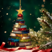 (A) Book Tree Shaped Wall Decoration Wall Hanging Door Hanging Festive Decorations