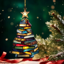(E) Book Tree Shaped Wall Decoration Wall Hanging Door Hanging Festive Decorations
