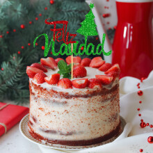 (Red) Christmas Dessert Cake Decoration Dessert Table Decoration Christmas Tree Cake Plugin Party Supplies
