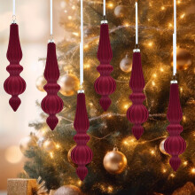 (Red) Shaped Velvet Hanging Decoration Showcase Christmas Tree Hanging Hanging Decoration Stage Decoration