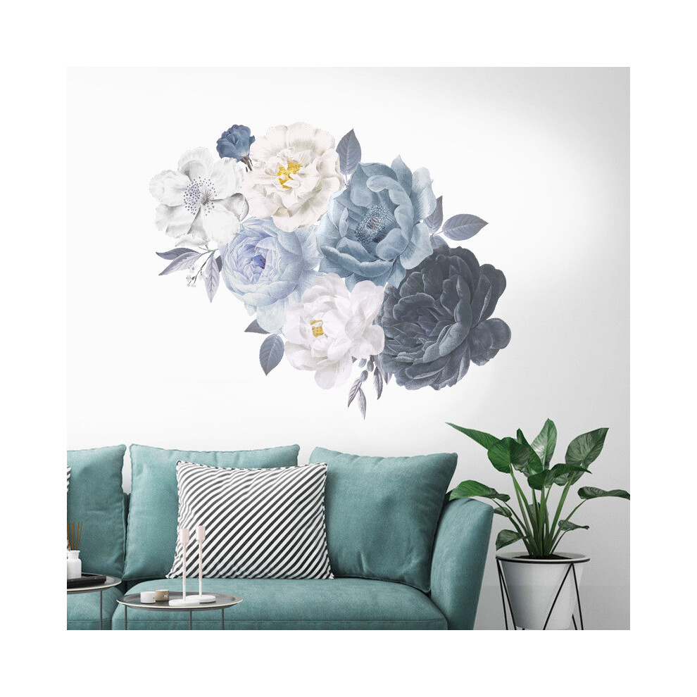 (Gray) Peony Rose Flowers Wall Sticker Art Nursery Decals Home Decor Gift