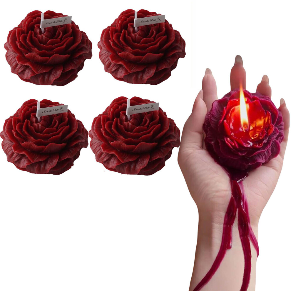 (Multicolor) 4 Pcs Low Temperature Candles Wine Red Rose Flower Shaped Scented Candles Adult Low Heat Body Safe Candles Wax Play-image-OPC-PJHN7KC-NEW