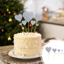 (Silver) 70-Piece Heart Cocktail Picks - Wooden Heart Cocktail Picks Toothpick Skewers Appetizers - Fruit And Drink Decoration Christmas Party Supplies