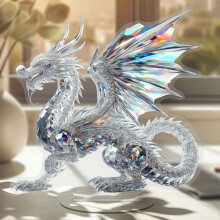 (Clear) Bohemian Style Crystal Dragons 2D Acrylic Ornaments Office Home Decoration Ornaments Holiday Gifts