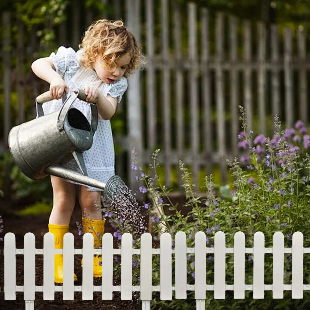 (M) White Plastic Garden Fence Picket Fence Edgings For Lawns Flowerbeds Plant Borders Decorative Yard 7362803437388