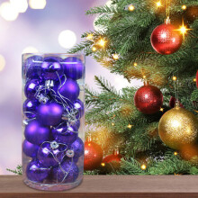 (Purple) Christmas Xmas Tree Bauble Hanging Home Party Ornament Decor6cm24PCS