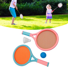 Children Badminton Racket Set, Slip-Resistant, Durable, 2 Rackets & Balls, 35cm Blue Pink