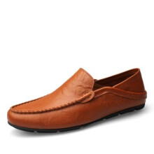(Red Brown, UK 9) MENS FAUX LEATHER SLIP ON LOAFERS CASUAL DRIVING MOCCASIN BOAT DECK SHOES SIZE