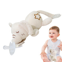 Dummy Animal Attachment Elephant, Removable Plush Dummy Buddy, Skin-Friendly Soft Toy for Children 0 Months and Up