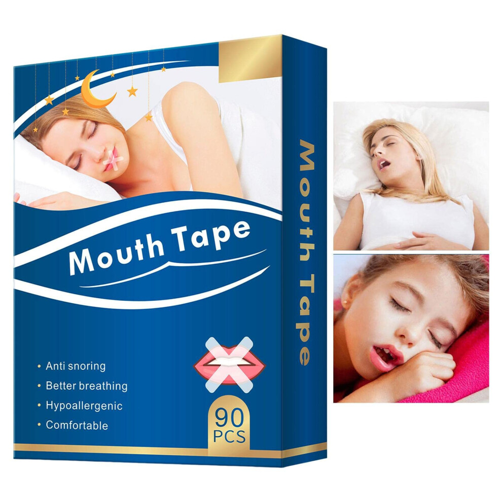 Strips - Anti-Snoring Mouth Band for Improved Nose Breathing, 90 Tablets for Better Sleep and Instant Relief