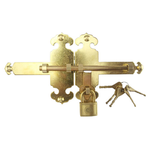 (32cm no image) Vintage Gate Lock Set Brass Latch With Matching Keys ...