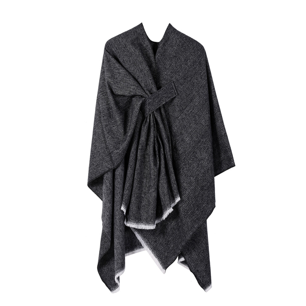 (black) Knitted Triangle Scarf Shawl Fashionable Poncho Cardigan Women S-image-OPC-PJHNTHV-NEW