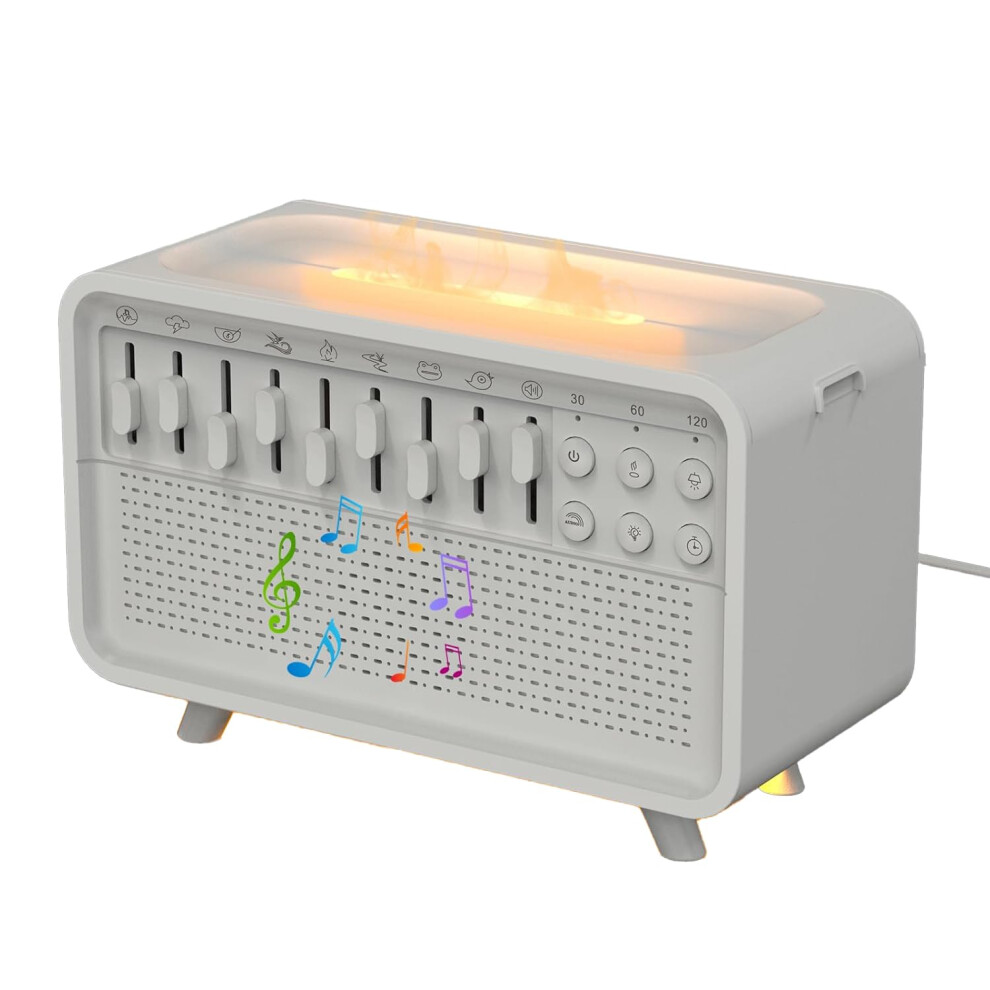 White/Light 8 Nature Sounds Noise Bluetooth Speaker With Night Humidifier, And Aromatherapy Diffuser For Sleep Aid