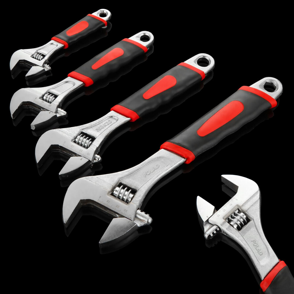 Adjustable Wrench Set 4-Piece, 15.2Cm To 30.5Cm Cr-V Steel, Wide Jaw, Wrench For Home Garage Workshop 6482260533445