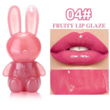 (D) Bunny Lip GlossRabbit Jelly Liquid Lipstick Moisture Plumping Lips Dyeing DurableGlass Finish Lips Tint for Women and Girls