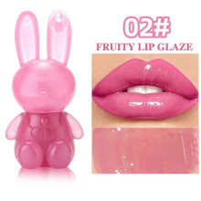 (B) Bunny Lip GlossRabbit Jelly Liquid Lipstick Moisture Plumping Lips Dyeing DurableGlass Finish Lips Tint for Women and Girls