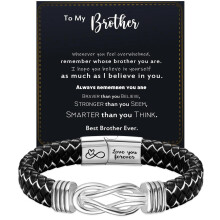 (To My Brother(Black White), 21CM) 2025 NEW Knot Bracelet Gifts for Men Stainless Steel Bracelets Love You Forever