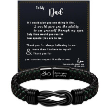 (To My Dad(Black Green), 23CM) 2025 NEW Knot Bracelet Gifts for Men Stainless Steel Bracelets Love You Forever
