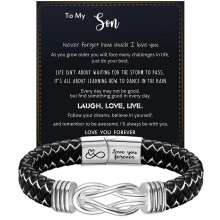 (To My son(Black White), 19CM) 2025 NEW Knot Bracelet Gifts for Men Stainless Steel Bracelets Love You Forever