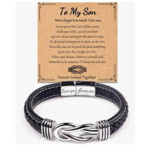 (TO MY SON(Black Silver), 19CM) 2025 NEW Knot Bracelet Gifts for Men Stainless Steel Bracelets Love You Forever