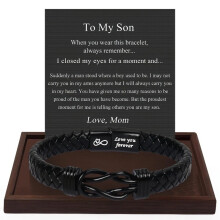(TO MY SON(Black), 21CM) 2025 NEW Knot Bracelet Gifts for Men Stainless Steel Bracelets Love You Forever