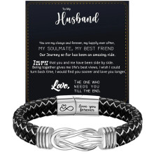 (To My husband(Black White), 23CM) 2025 NEW Knot Bracelet Gifts for Men Stainless Steel Bracelets Love You Forever