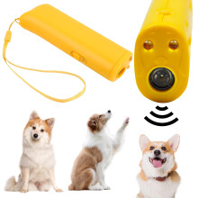 LED Ultrasonic Dog Repeller and Trainer Device 3 in 1 Handheld Anti Bark Stop Training Tool Dual Channel for Dog Bark Control