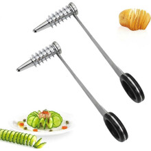 (2PCS) Piranha Spiral Cutter for Potatoes, Stainless Steel Spiral Cutter for Veggies, Cucumber and Carrot, Kitchen Spirals Cutters Gadgets