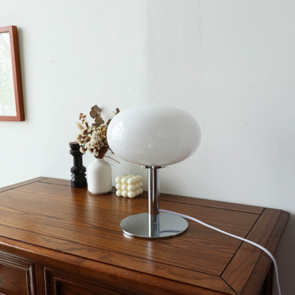 Elegant Iron & Glass Bedside Lamp 27x19cm White Nightstand Light-image-OPC-PJHP2VC-NEW