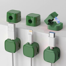 (Green) Magnetic Cord Organizer, 6Pcs Magnetic Cable Clips Holder, Adhesive Cable Management Charger Wire Holder Clips for Nightstand Desk