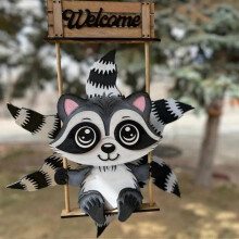(Raccoon) Animal Windspinner Courtyard Art Decoration, Outdoor Hanging Wind Spinner, Kinetic Wind Spinner, Funny Animal Windspinner