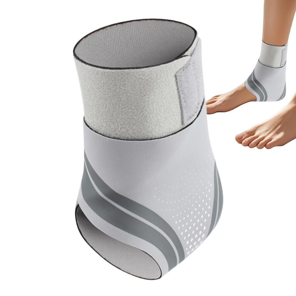 Ankle Support Brace for Sports, Adjustable Compression Sleeve for Running, Basketball, Soccer, Hiking, Gray, Right Size