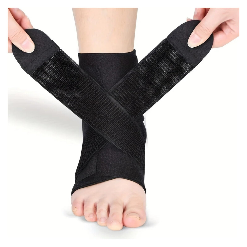 Black Ankle Brace With Pe Plate, Adjustable Neoprene Compression Support For Sprains, Running, Achilles Tendonitis,