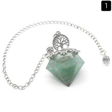 (A) Natural Crystal Pendulum Hexagonal Reiki Healing Crystal Points Gemstone Dowsing Crystal Pendulum for Divination Witchcraft Crystal Therapy