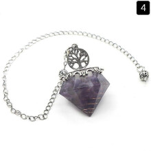 (D) Natural Crystal Pendulum Hexagonal Reiki Healing Crystal Points Gemstone Dowsing Crystal Pendulum for Divination Witchcraft Crystal Therapy