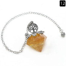 (L) Natural Crystal Pendulum Hexagonal Reiki Healing Crystal Points Gemstone Dowsing Crystal Pendulum for Divination Witchcraft Crystal Therapy