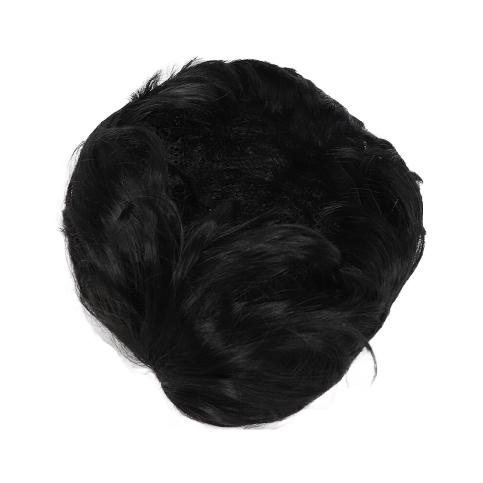 Unisex Black Men Short Middle Part Fluffy Synthetic Wig For Cosplay & Party